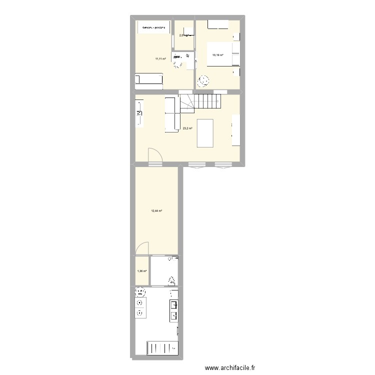 maison. Plan de 6 pièces et 60 m2