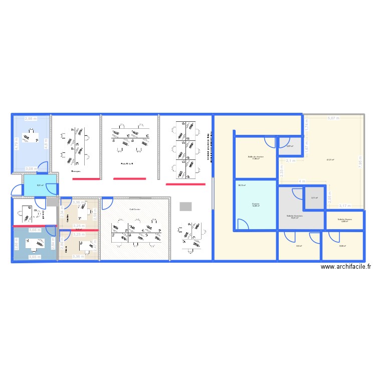 Service commercial 21 oct. Plan de 15 pièces et 221 m2