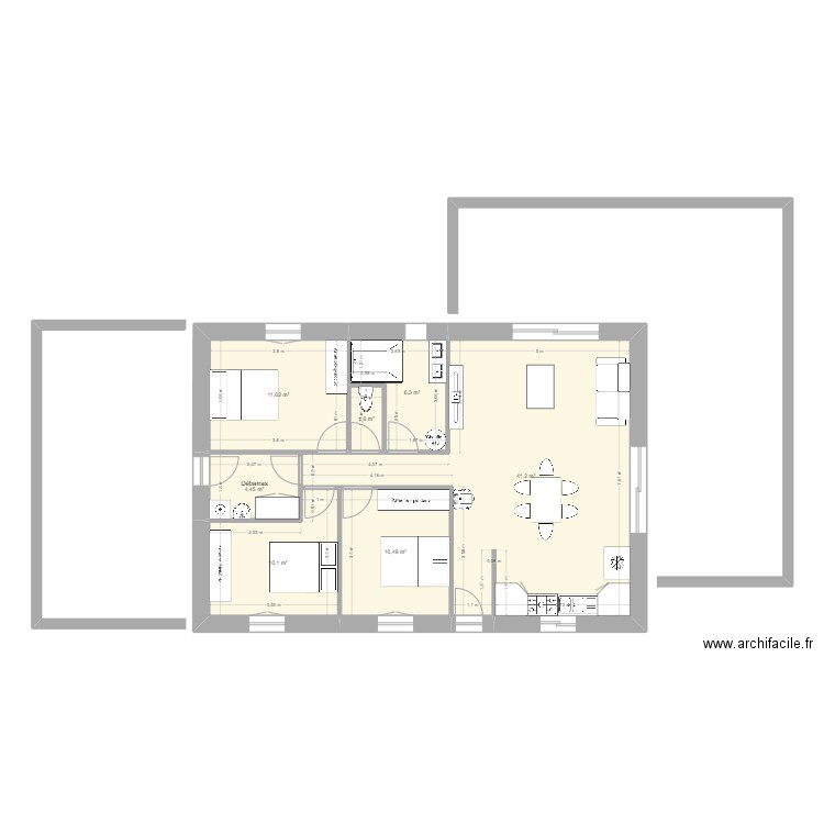 Maison2. Plan de 7 pièces et 86 m2