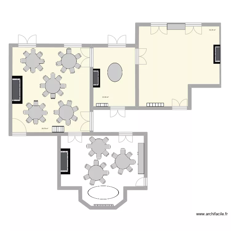 RDC Château Tables Rondes Abondance. Plan de RDC Château Tables Rondes Abondance. Plan de