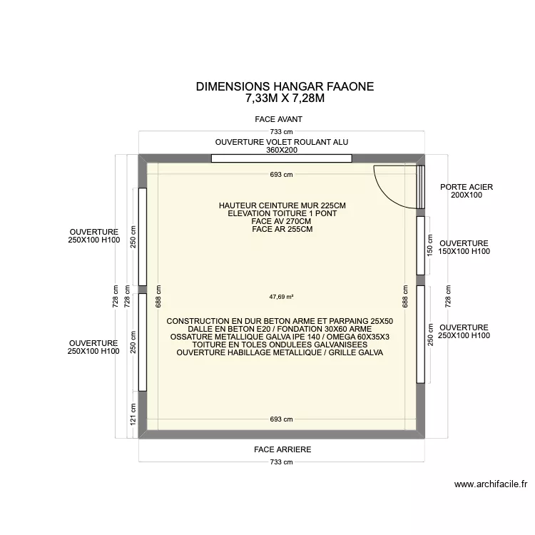 HANGAR FAAONE. Plan de 