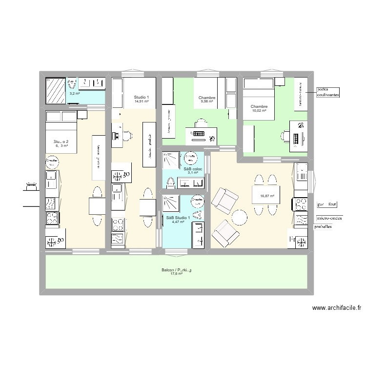 plan appartement 40m2