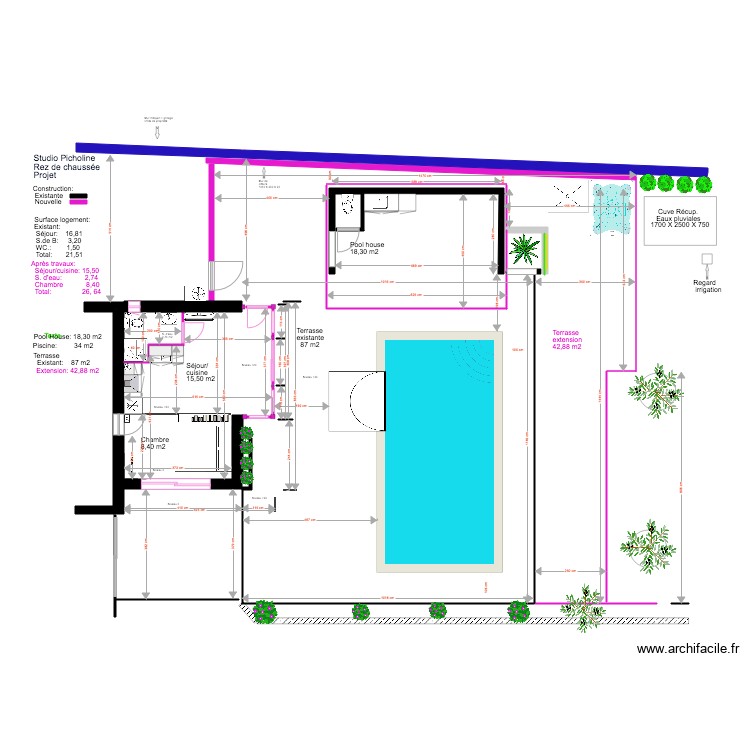 Studio Picholine Projet 08 18 . Plan de 0 pièce et 0 m2 Studio Picholine Projet 08 18 . Plan de 0 pièce et 0 m2
