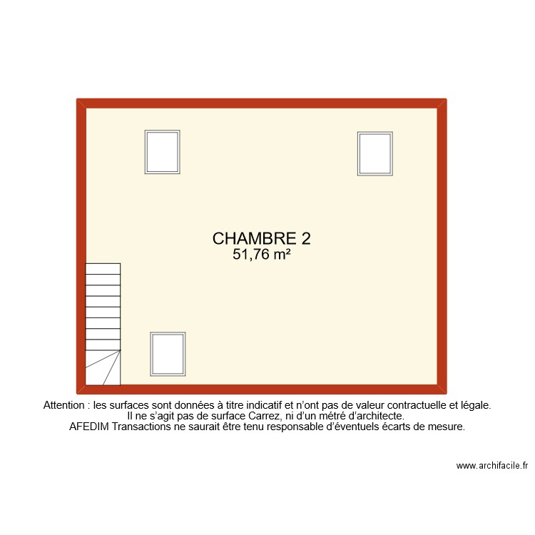 BI 5065 ETAGE 2. Plan de 1 pièce et 52 m2