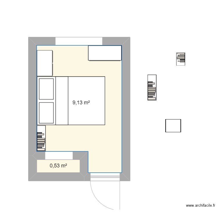 Chambre 2. Plan de 2 pièces et 10 m2