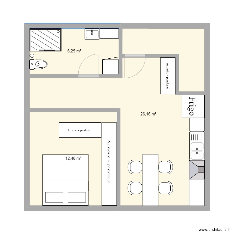 Bureau garage variante 2. Plan de 4 pièces et 91 m2