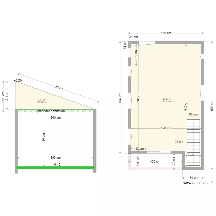 ETAGE ELEVATIONS MURS PIGNONS. Plan de 
