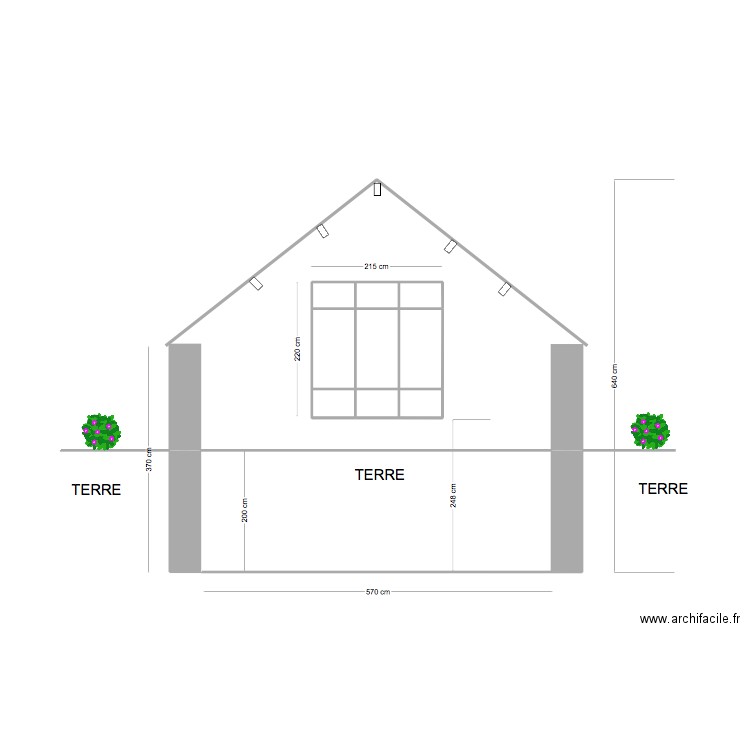 projet FO vue de l'intérieur de la grange. Plan de 9 pièces et 5 m2