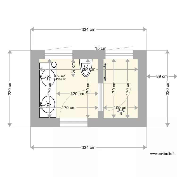 Salle de bain. Plan de 
