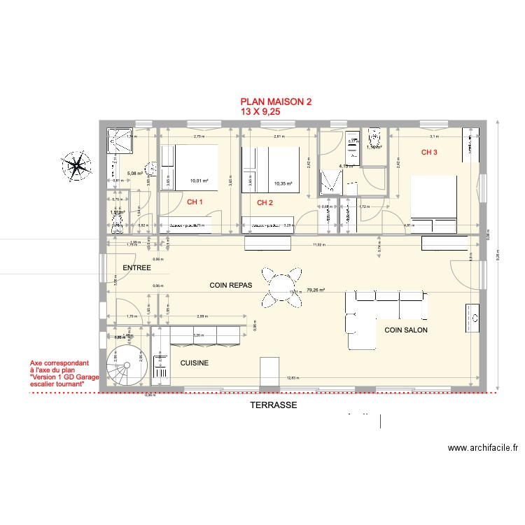 Partie Maison 2 a. Plan de 7 pièces et 111 m2