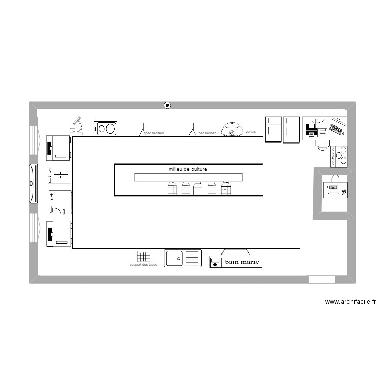 labo micro. Plan de 2 pièces et 59 m2