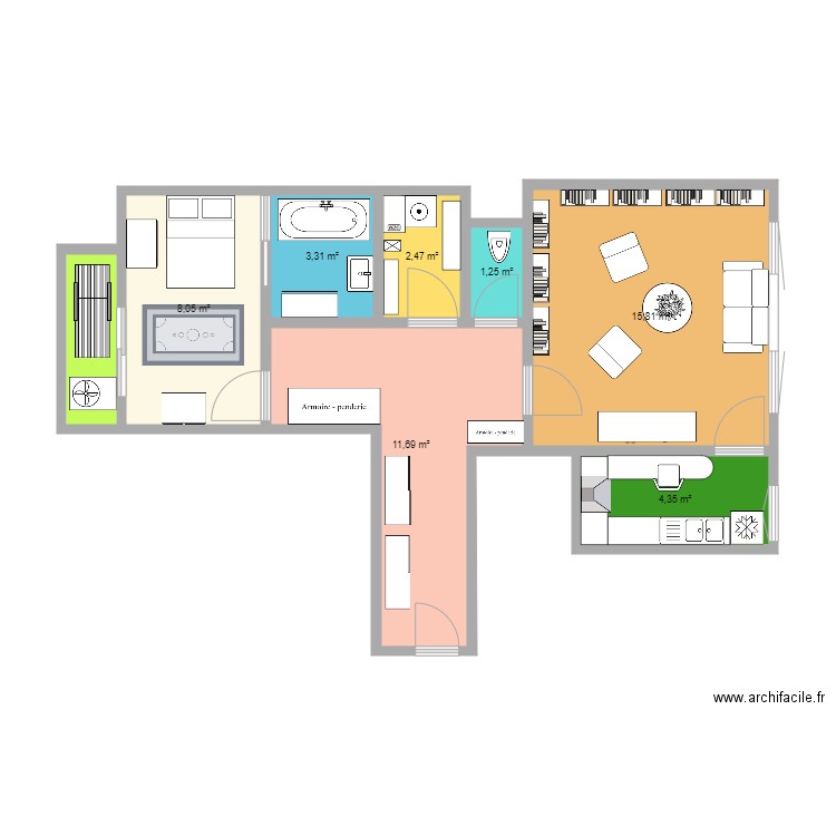 plan rachelle. Plan de 8 pièces et 49 m2