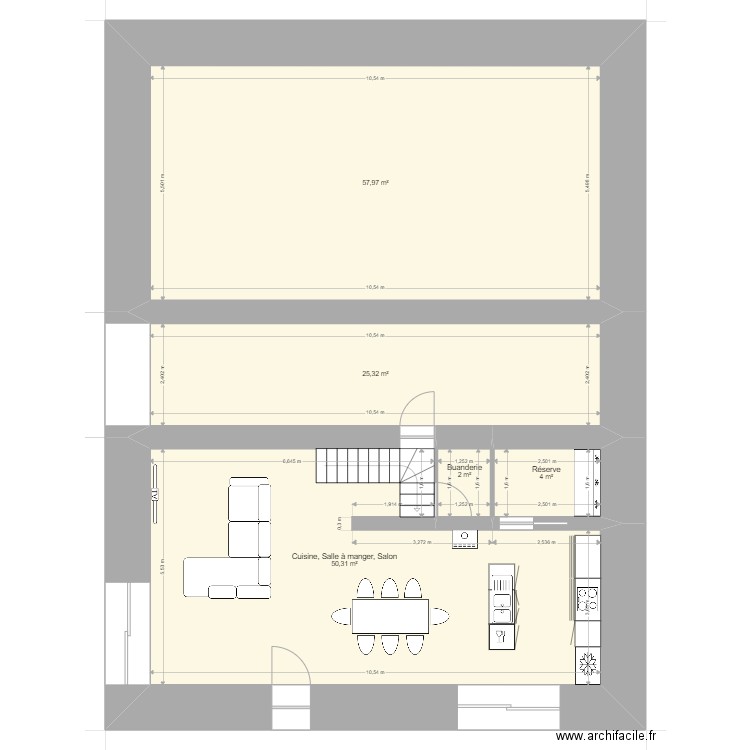 Chapelle. Plan de 5 pièces et 140 m2