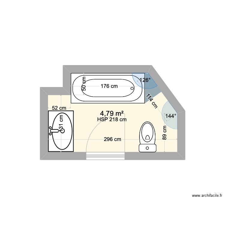 Salle de bain Les Mélèzes A. Plan de 1 pièce et 5 m2