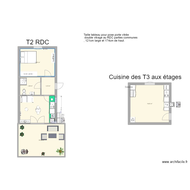 idr mel. Plan de 6 pièces et 73 m2