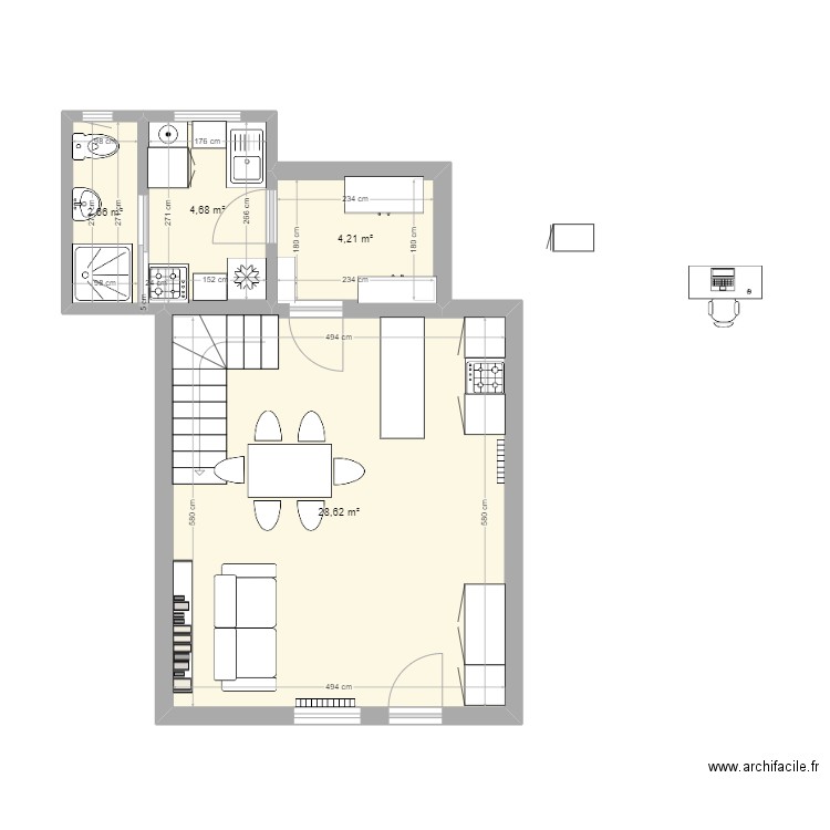dependance haut escalier cheminée. Plan de 0 pièce et 0 m2