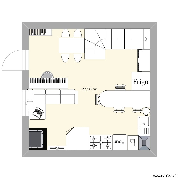 projet Margot. Plan de 1 pièce et 23 m2