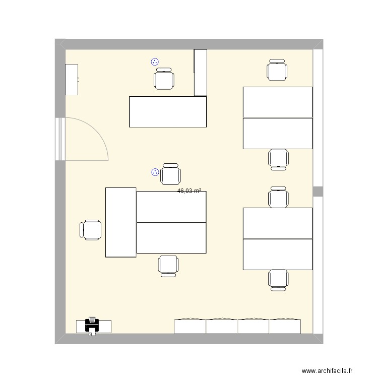 Plan bureau proposition 3. Plan de 1 pièce et 46 m2