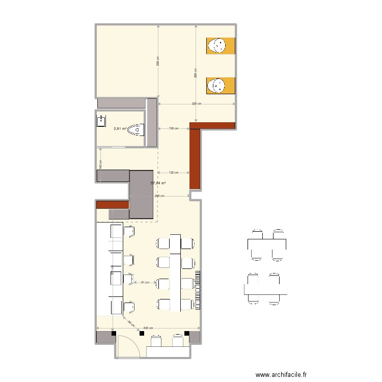 NB21 _ GVA_ Favon V7. Plan de 2 pièces et 61 m2