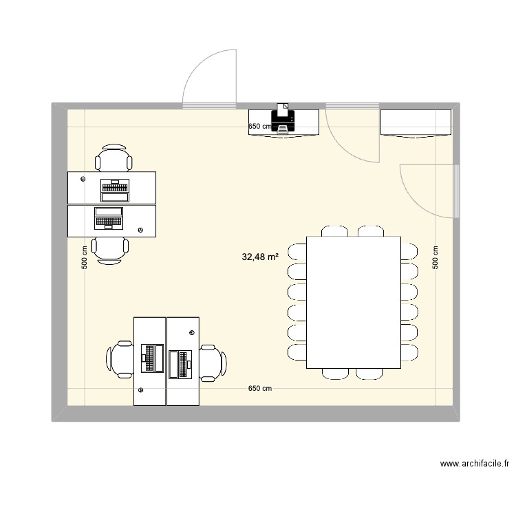 plan aménagement bureau. Plan de 1 pièce et 32 m2