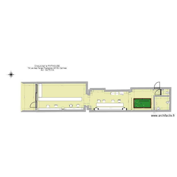 PINTHOUSE Meublé. Plan de 6 pièces et 69 m2