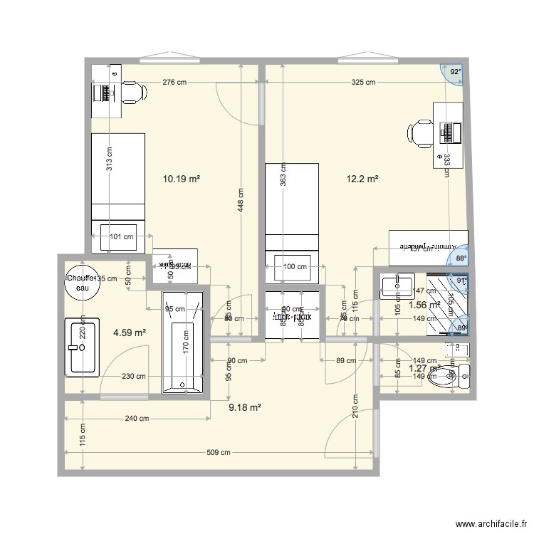 studio chambre apres travaux 5. Plan de 0 pièce et 0 m2