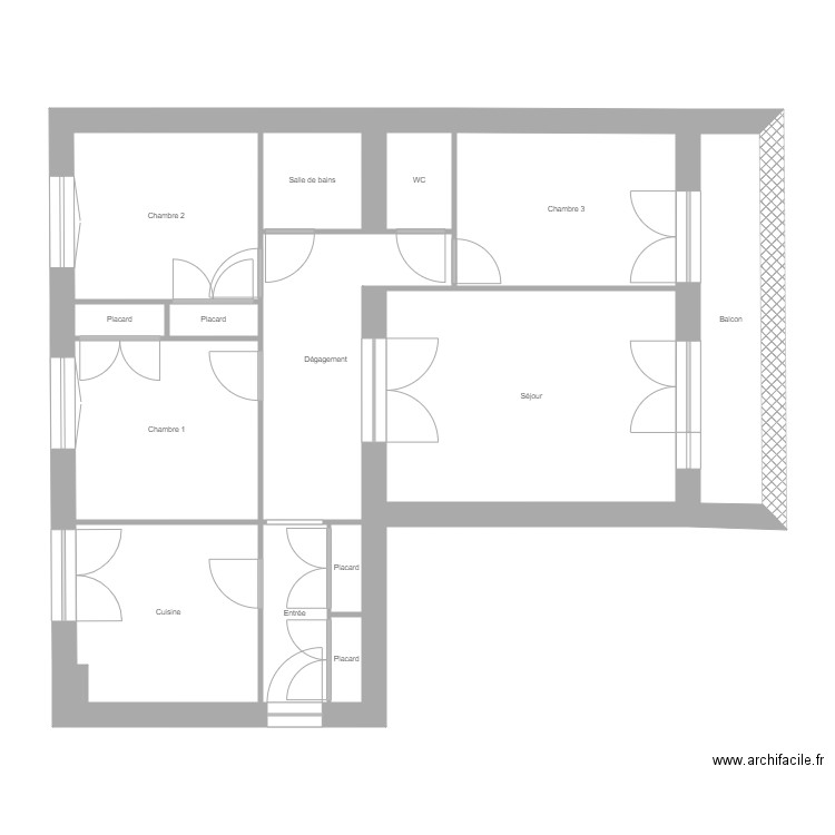 BERNARD. Plan de 15 pièces et 77 m2