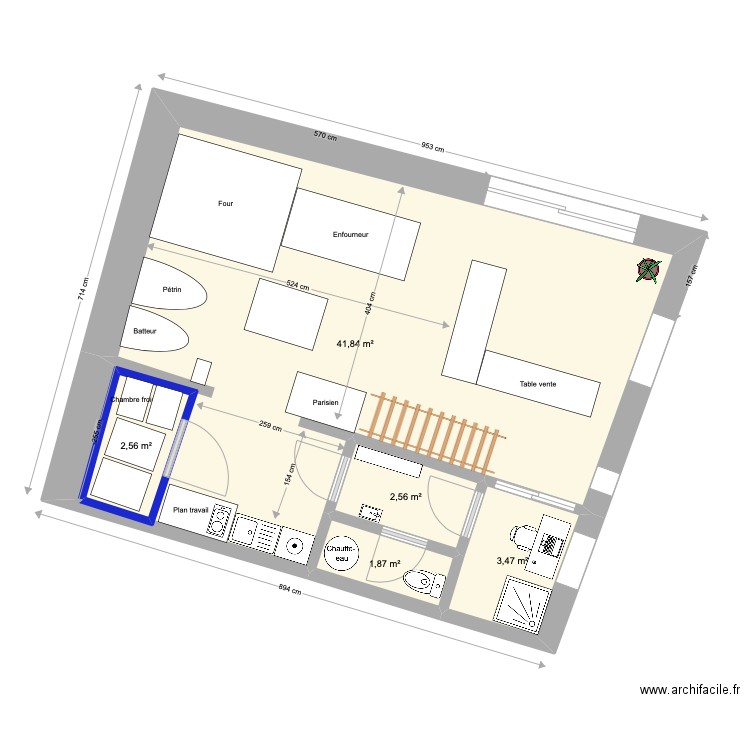 PamPain - cotes OK. Plan de 5 pièces et 56 m2