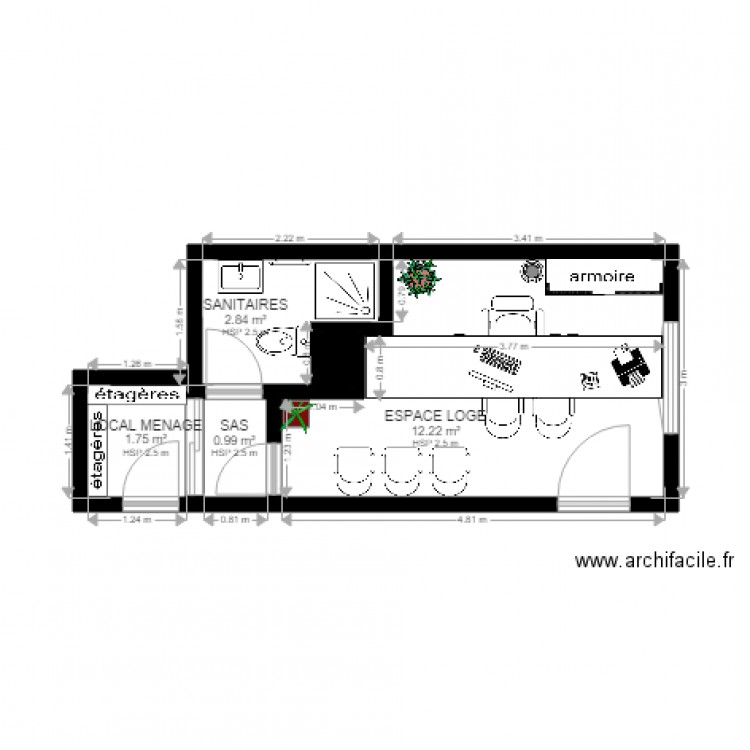 PROJET LOGE CHENNEVIERES AMENAGEMENT 1. Plan de 0 pièce et 0 m2