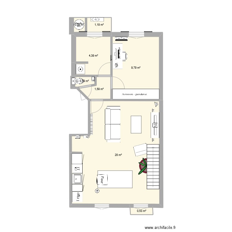 bon rencontre apres traveau. Plan de 8 pièces et 47 m2