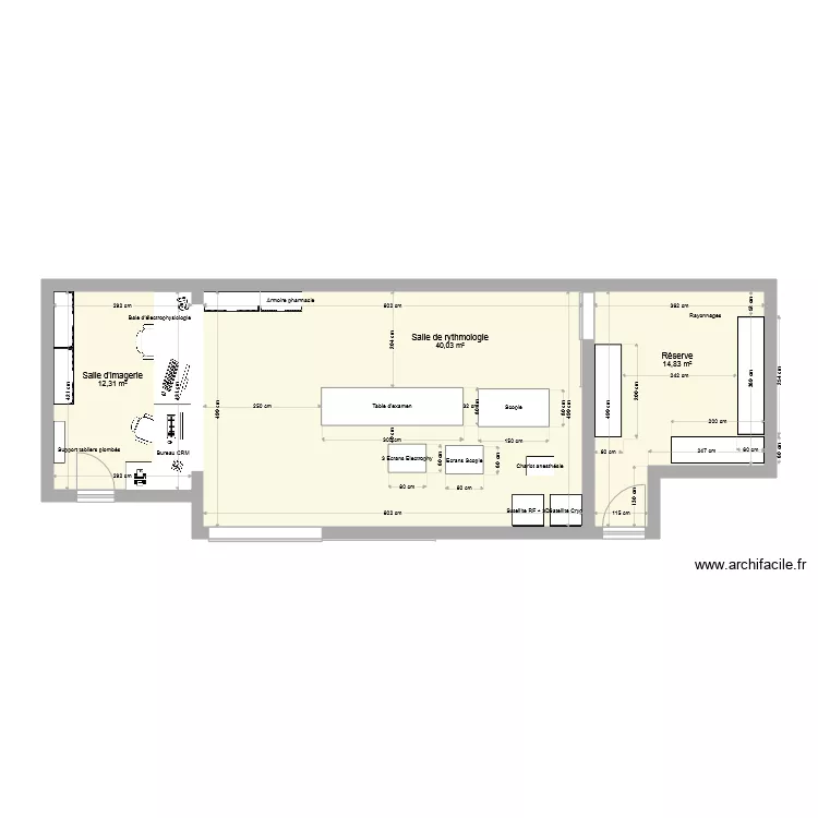 Plan nouvelle salle &eacute;lectrophysiologie. Plan de 