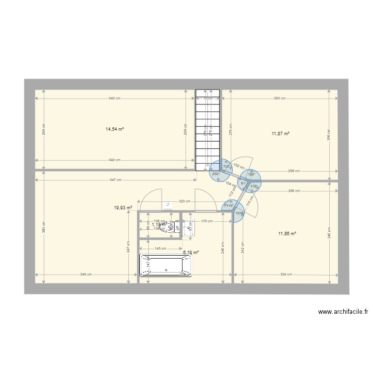 plan étage 2. Plan de 6 pièces et 66 m2