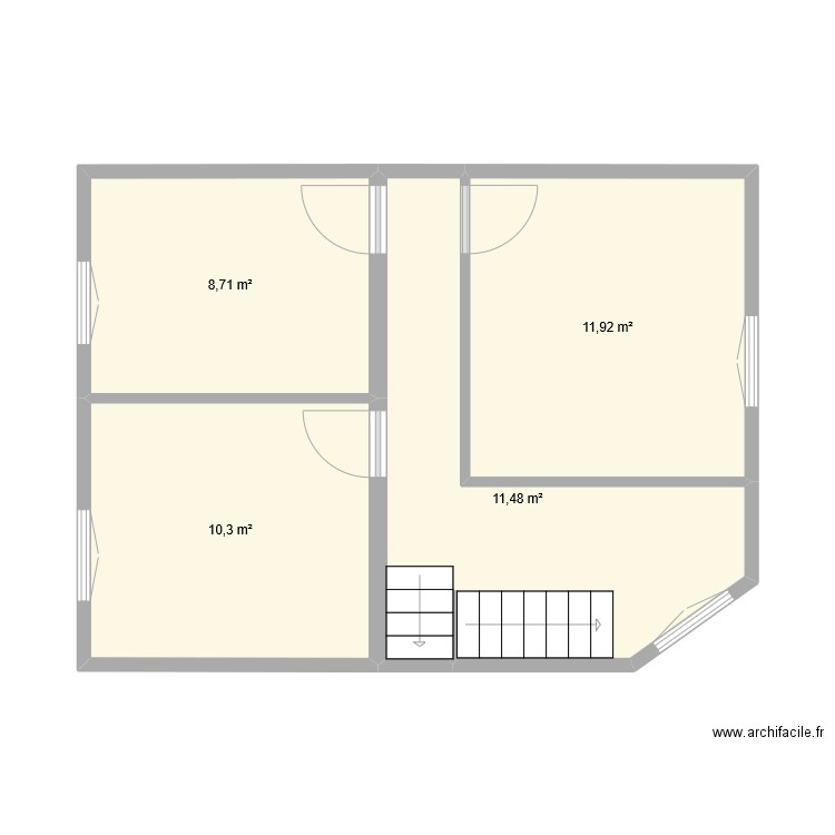 Etg_V1. Plan de 4 pièces et 42 m2