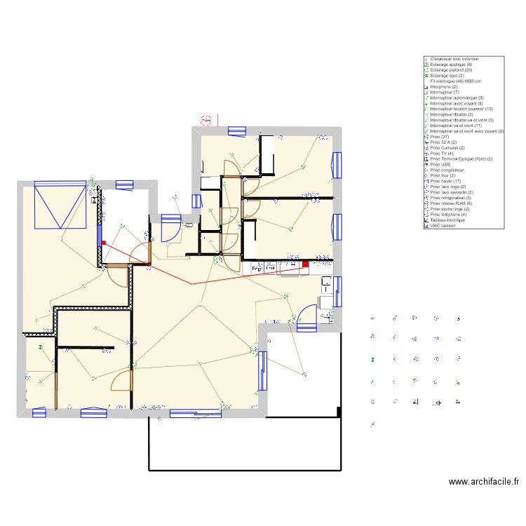 Plan électrique maison SEMUSSAC. Plan de 11 pièces et 143 m2