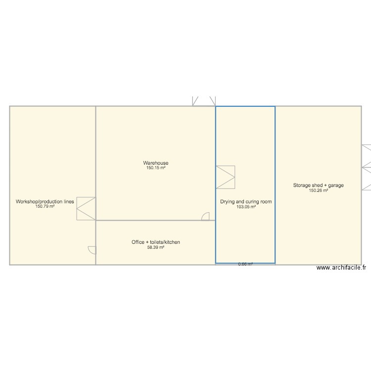 hangar. Plan de 0 pièce et 0 m2