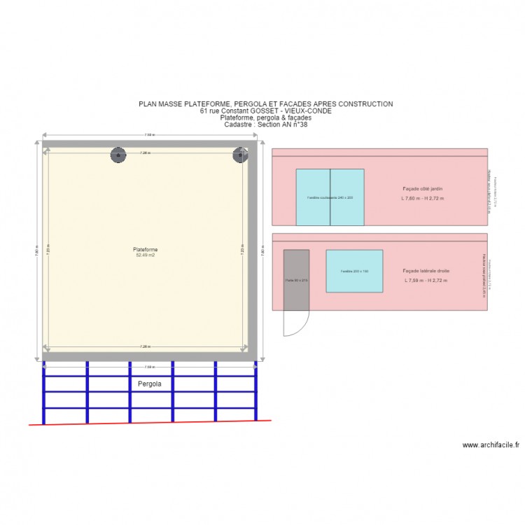 Plateforme et façades. Plan de 0 pièce et 0 m2