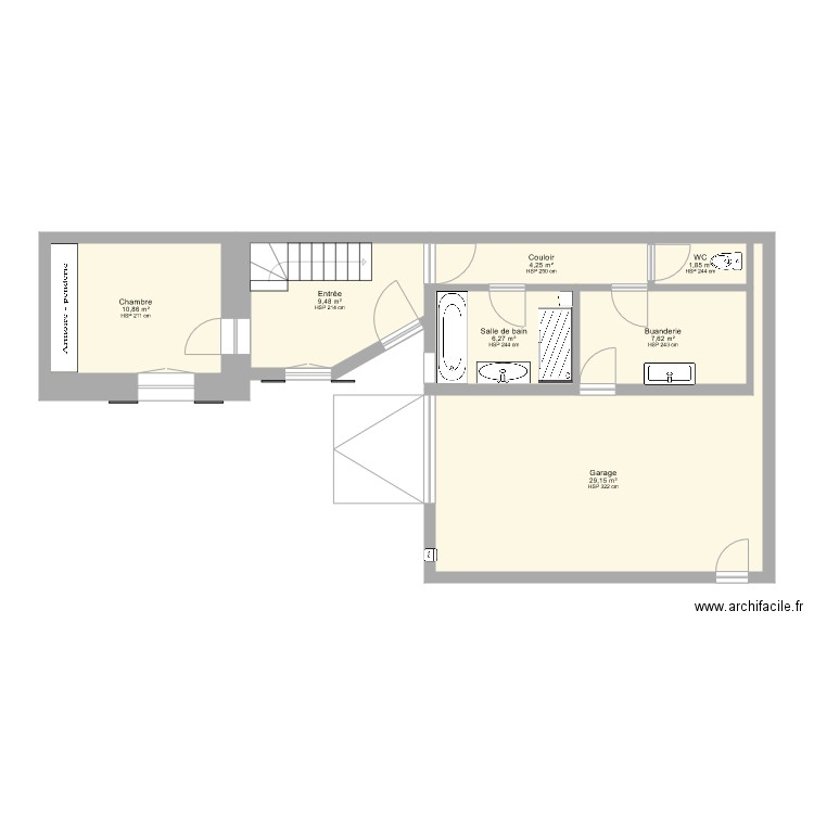 30 bis RDC. Plan de 7 pièces et 69 m2