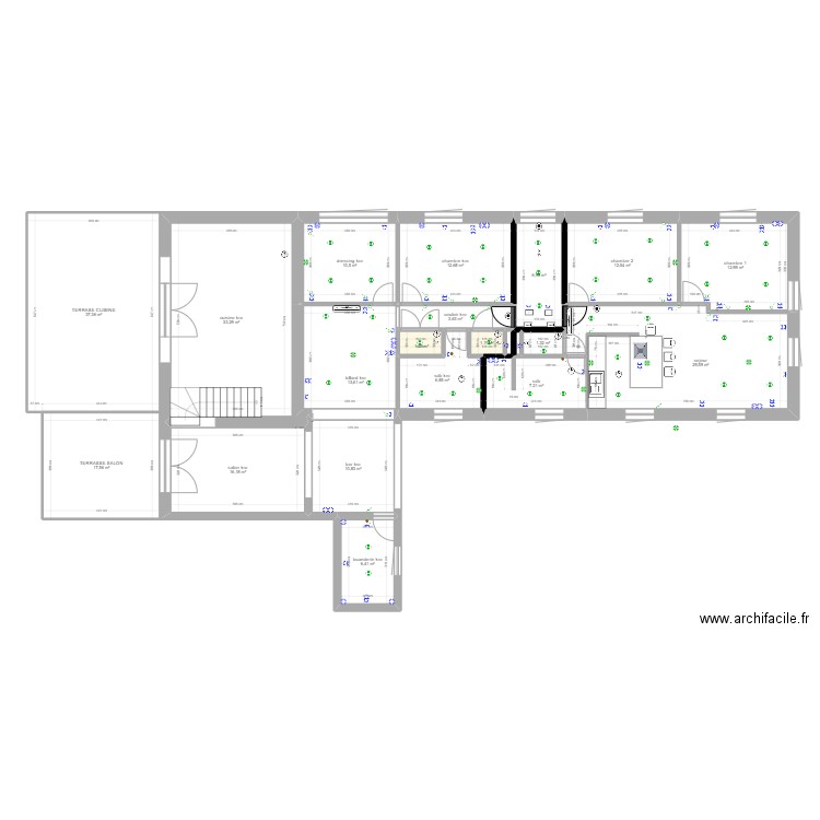 appart location inter. Plan de 21 pièces et 242 m2