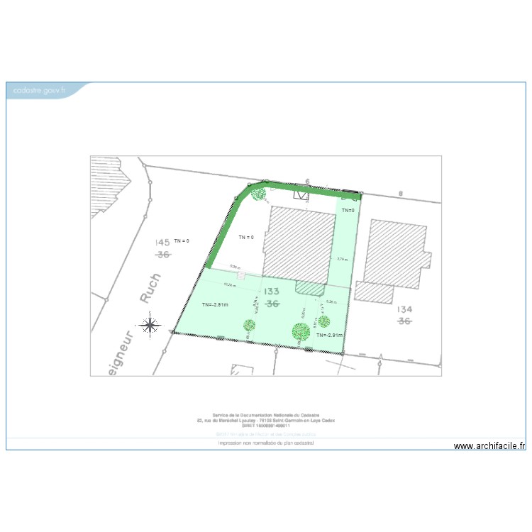 Plan de masse cadastre avant modifications. Plan de 0 pièce et 0 m2