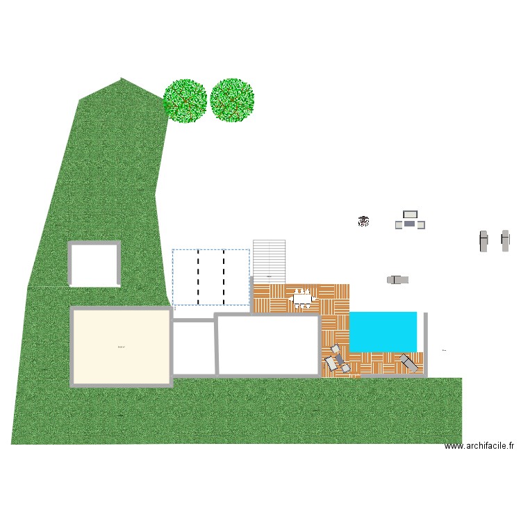 Ext Cieurac Piscine V3. Plan de 1 pièce et 59 m2