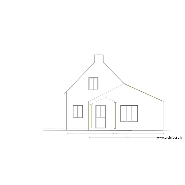 facade sud est profil une pente deux. Plan de 