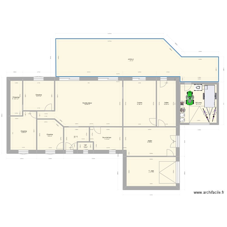 Plan Rez de Chaussée. Plan de 14 pièces et 280 m2