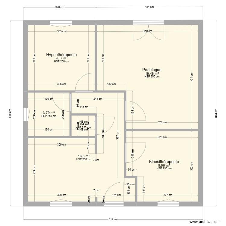 Maison projet Mairie de Yèbles après travaux. Plan de 6 pièces et 60 m2