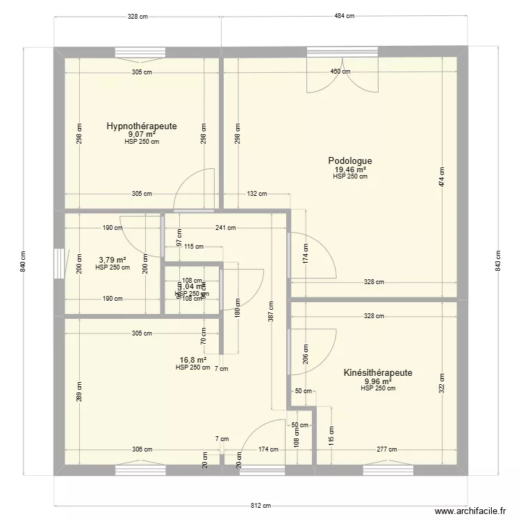 Maison projet Mairie de Y&egrave;bles apr&egrave;s travaux. Plan de 