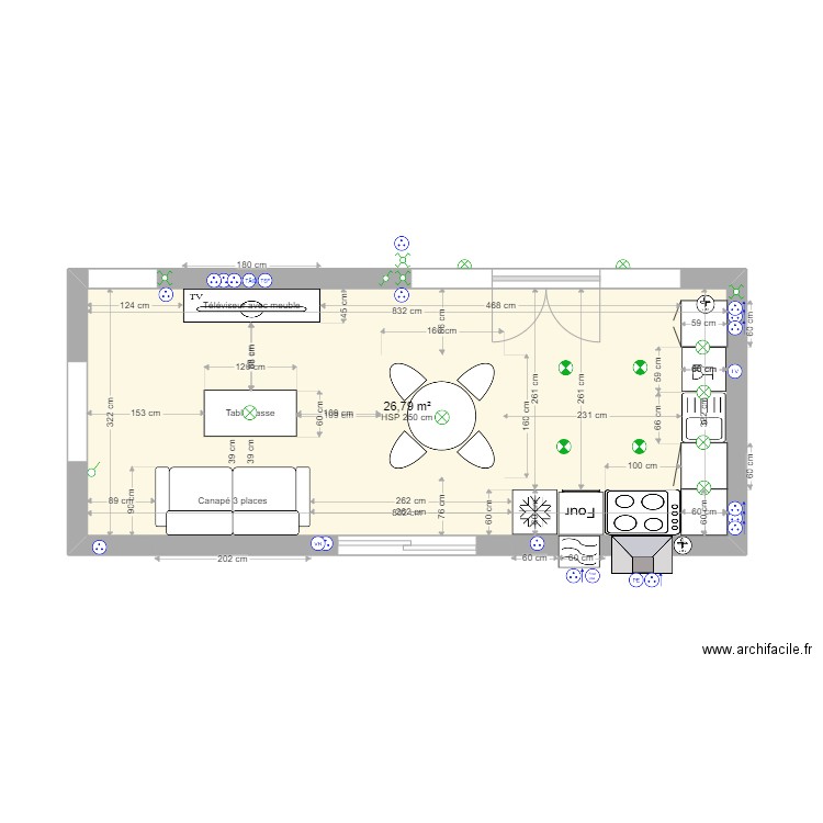 CUISINE-SALON-SEJOUR. Plan de 0 pièce et 0 m2