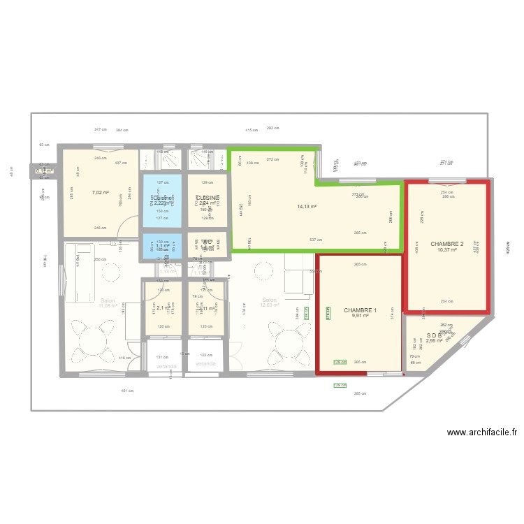 DOUALA CHAMBY4. Plan de 27 pièces et 135 m2