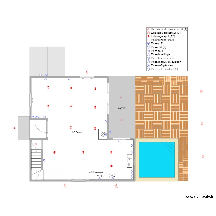 plan elec villa 2 RDC. Plan de 0 pièce et 0 m2