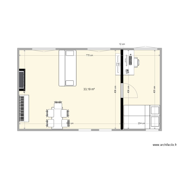 Charenton. Plan de 1 pièce et 33 m2