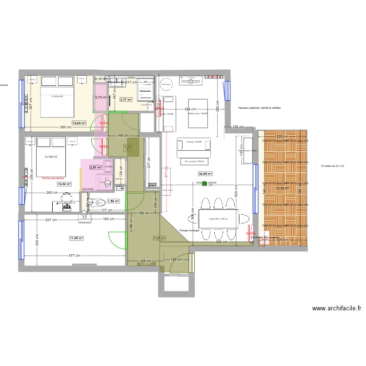 Appart Rossan T3_projet PAC. Plan de 8 pièces et 27 m2