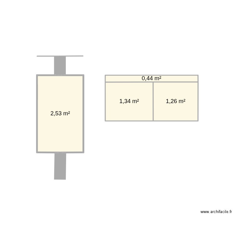 Remorque. Plan de 4 pièces et 6 m2